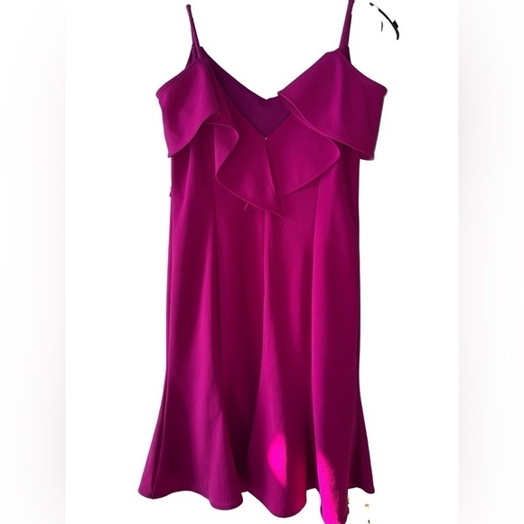 MARINA Fushia Pink Ruffle Cocktail Dress with Invisible Zipper size S - Picture 4 of 8